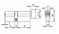 Цилиндровый механизм Ajax с вертушкой AX202/100 mm (45+10+45) CP хром 5 кл.