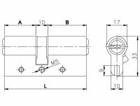 Цилиндровый механизм Kale 164 DBN-E/70 (30+10+30) mm латунь 5 кл.      