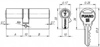 Цилиндровый механизм Fuaro R300/68 mm (26+10+32) BBP латунь 5 кл.